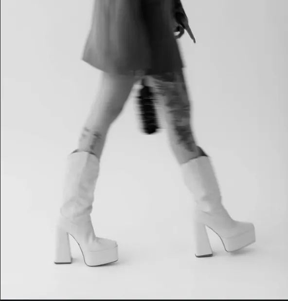 Laina walking in platform boots — hairxlaina, Northville MI